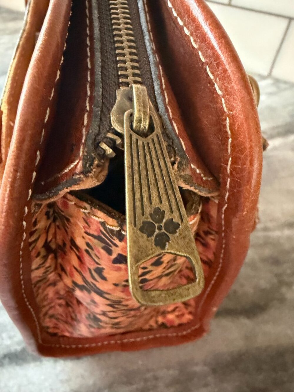 Patricia Nash Mini Blooms Dauphine Leather Satchel Bag Floral Organizer Top Han - Picture 6 of 11
